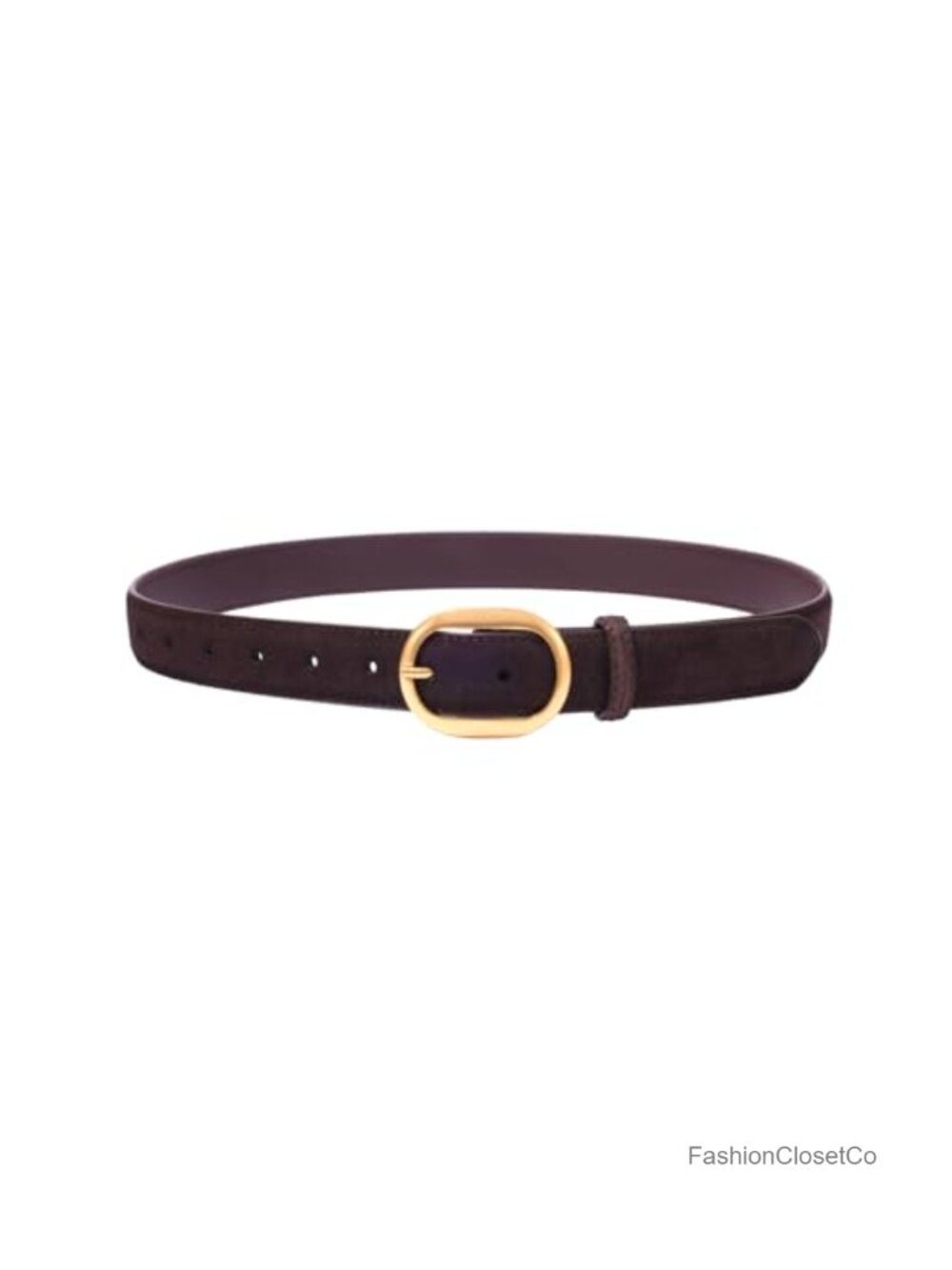 Suede Leather Belt with Gold Alloy Buckle for Dress Jeans